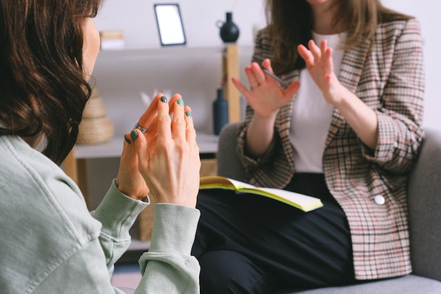 photo of people talking